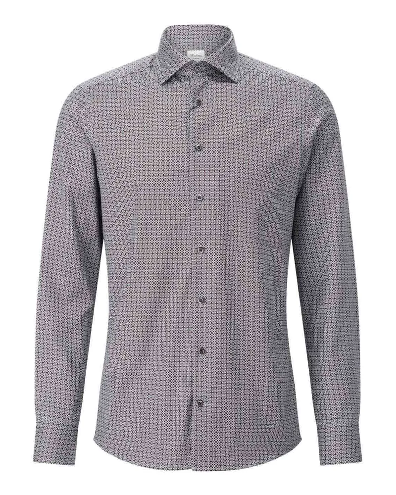 Stenströms Slim-Fit Twillhemd mit Muster Rot