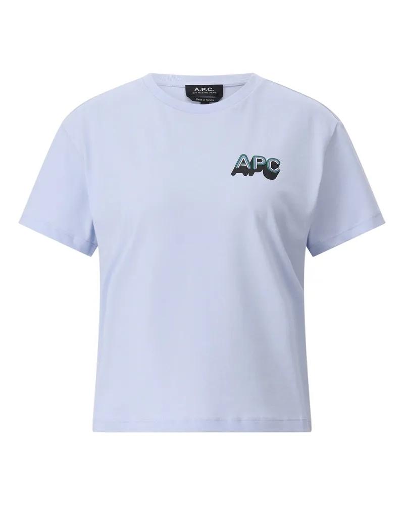 A.P.C. T-Shirt mit Logo Hellblau