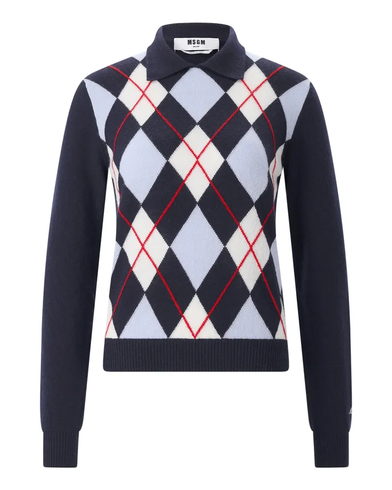 MSGM Pullover Maglia aus Merinowolle & Kaschmir Navy