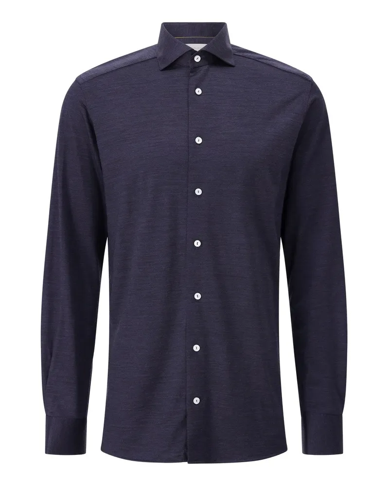 Eton Contemporary-Fit Hemd aus Merinowolle Dunkelblau