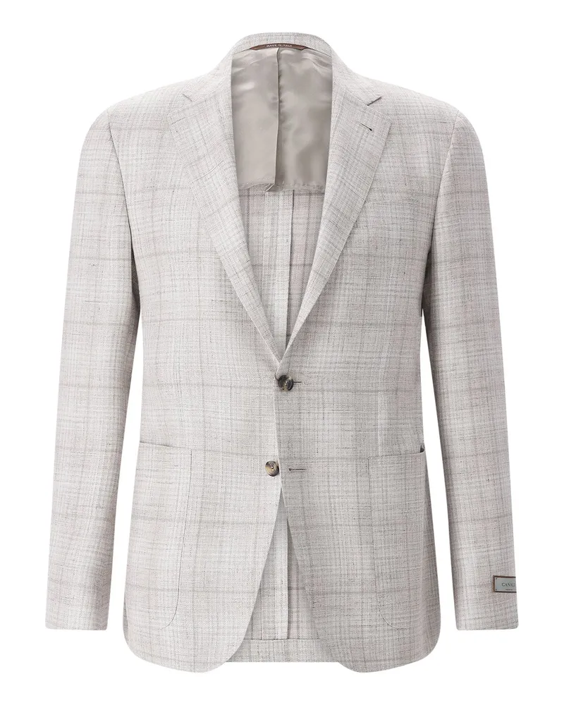 Canali Kariertes Sakko Kei Hellgrau