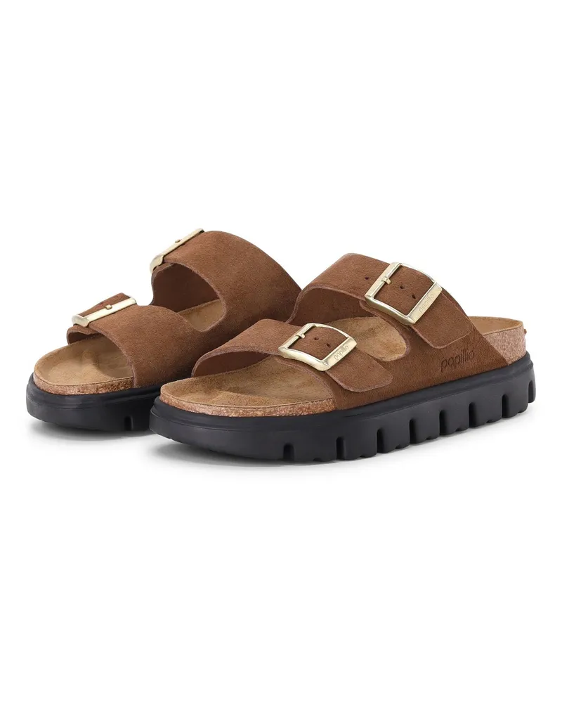 Birkenstock Sandale Arizona Pap Chunky aus Veloursleder Braun