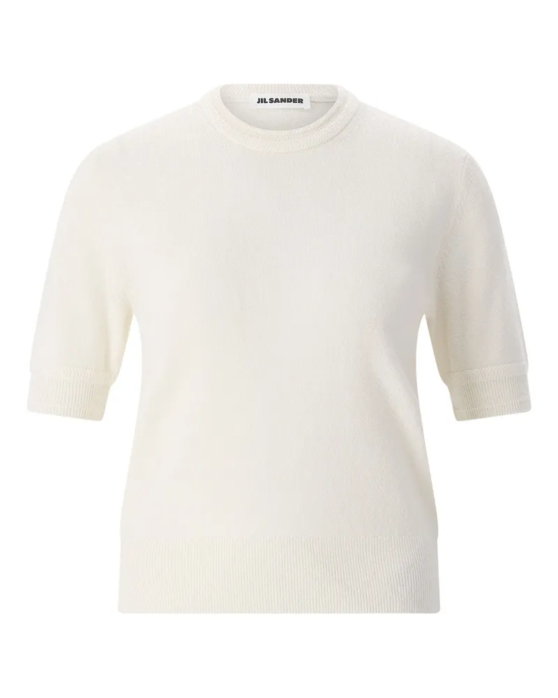 Jil Sander Kurzarmpullover aus Schurwolle Creme
