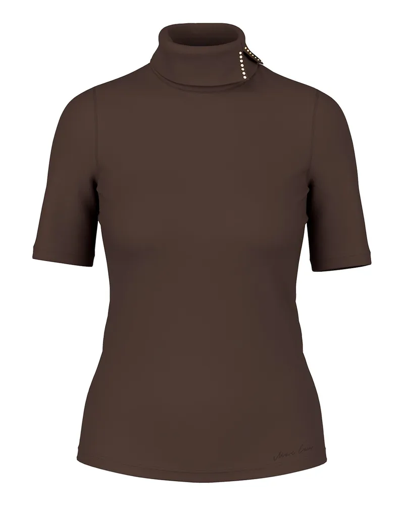 Marc Cain T-Shirt aus Baumwoll-Mix Dunkelbraun