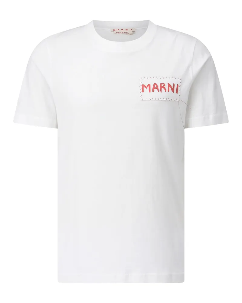 Marni T-Shirt mit Logo-Patch Weiß