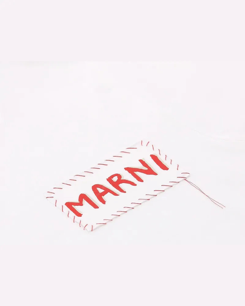 Marni T-Shirt mit Logo-Patch Weiß