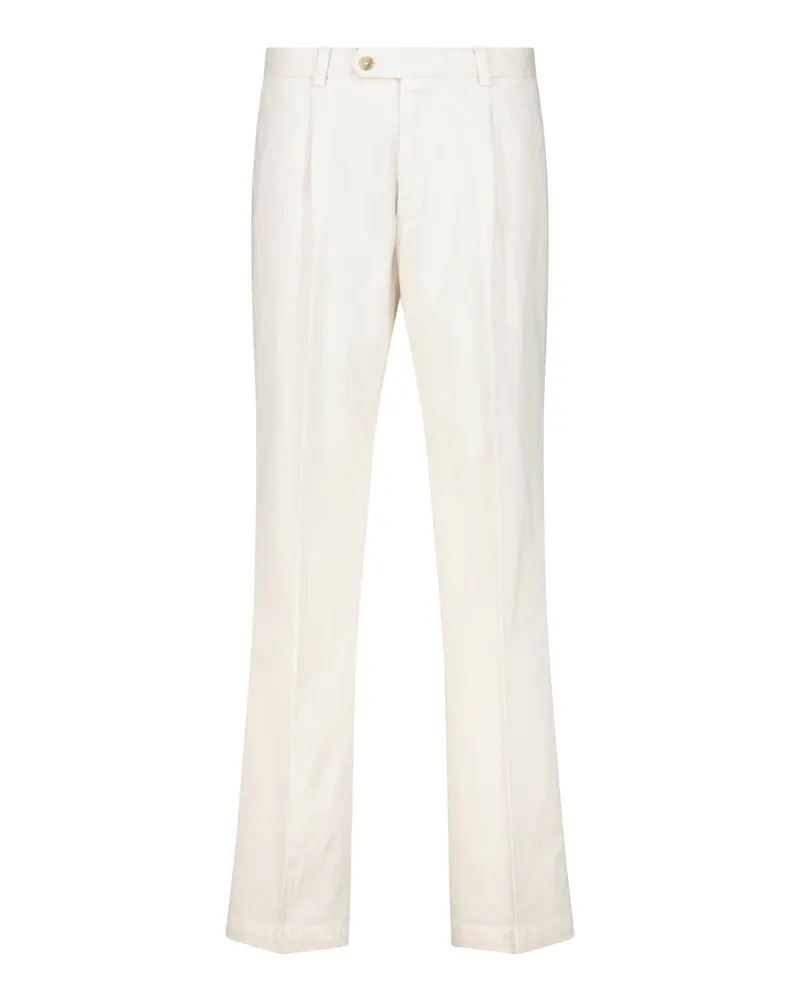 Boglioli Chinohose aus Baumwoll-Seiden-Mix Creme
