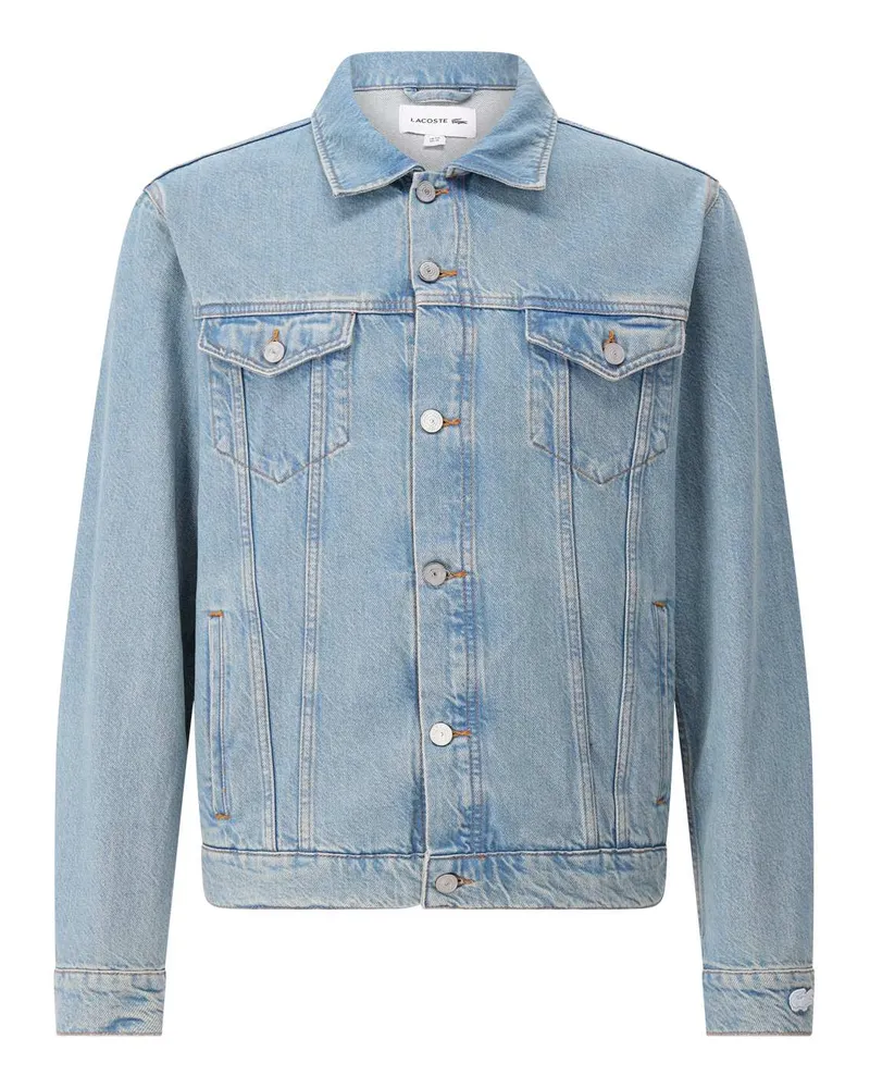 Lacoste Jeansjacke mit Logoprint Hellblau