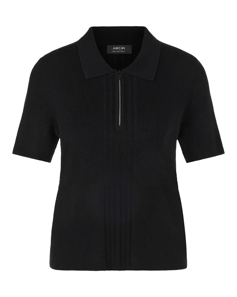 Marc Cain Poloshirt aus Woll-Mix Schwarz