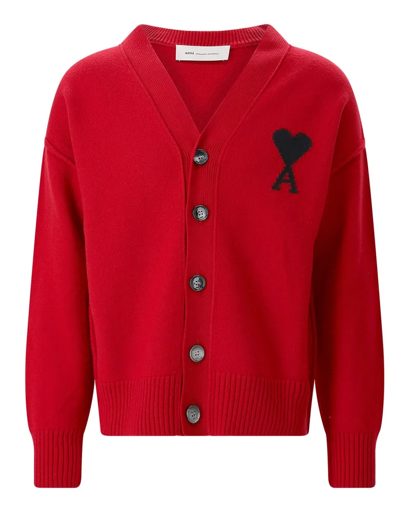 AMI Paris Strickjacke aus Wolle Rot