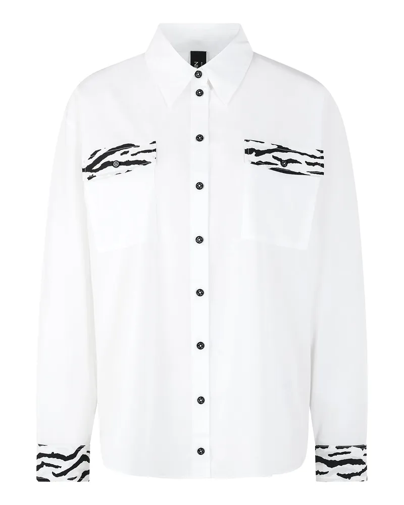 Marc Cain Bluse mit Animalprint Details Weiß
