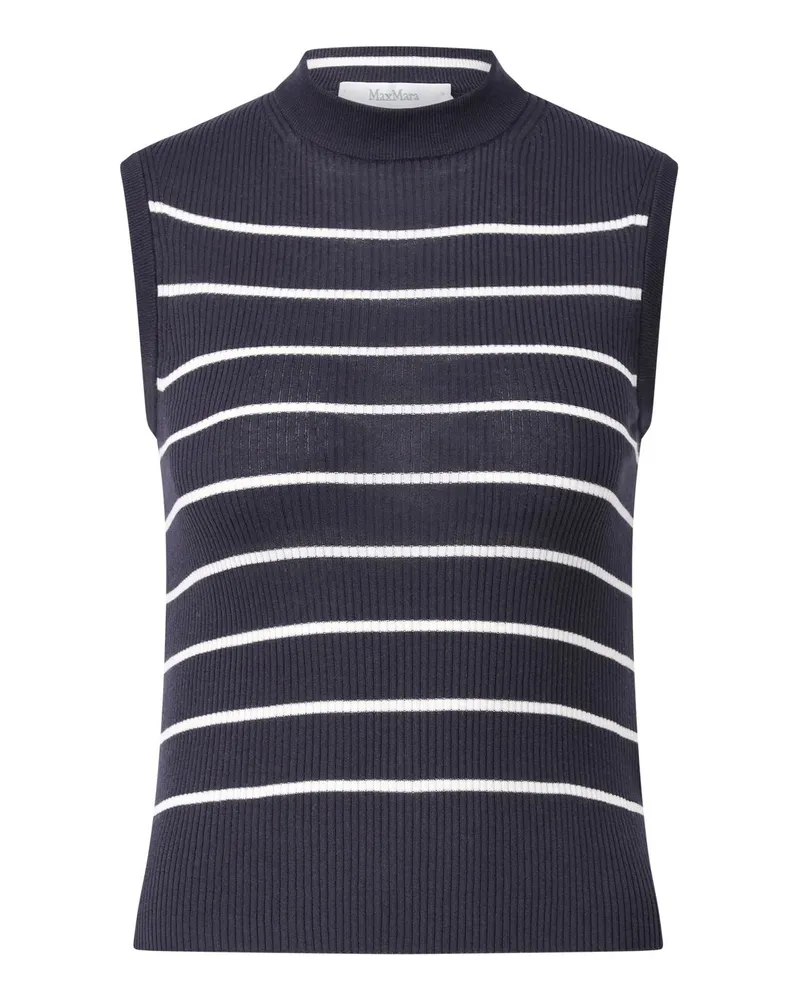 Max Mara Top Giara aus feinem Rippstrick Dunkelblau