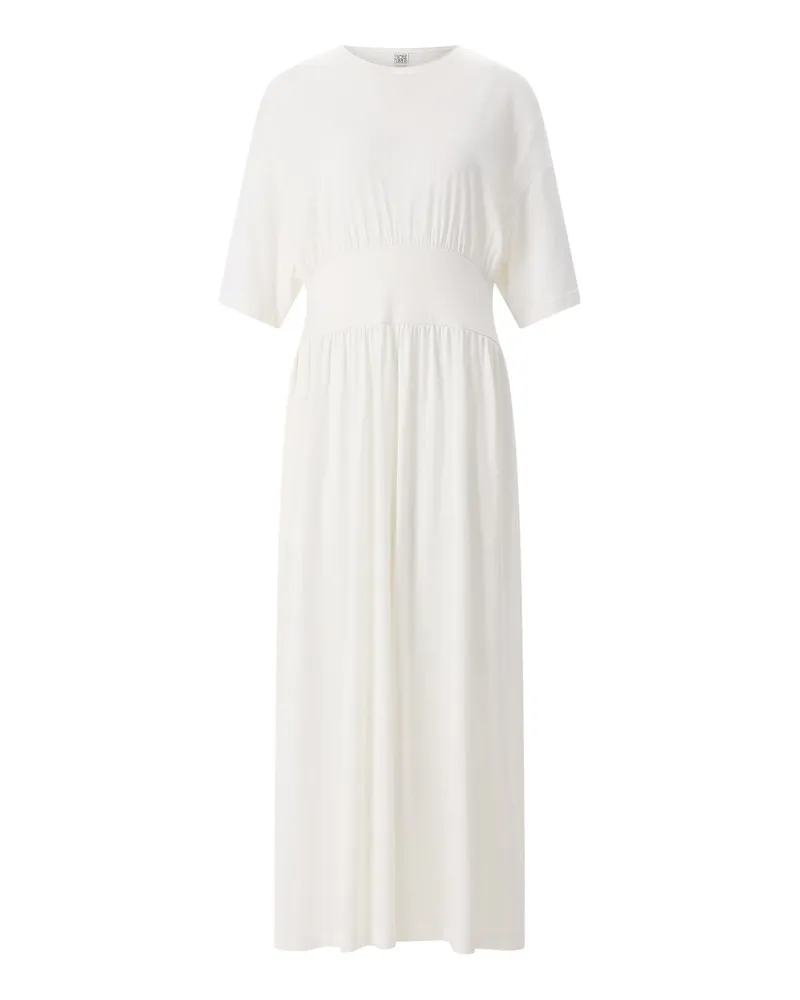 Totême Midikleid aus Baumwolle und Seide Creme