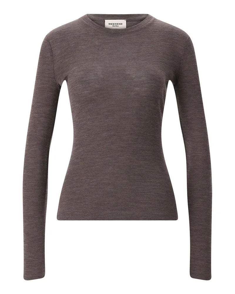 Max Mara Langarmshirt Patto aus Seide-Mix Dunkelbraun