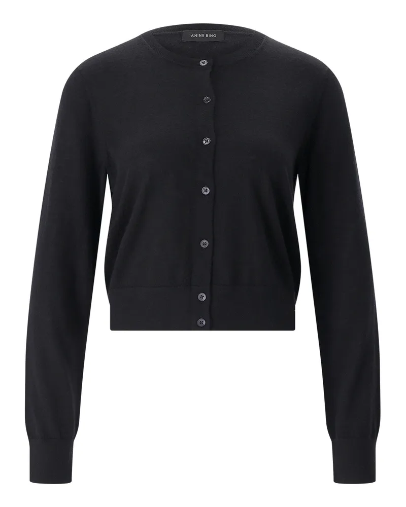 Anine Bing Strickjacke Moni aus Woll-Kaschmir-Mix Schwarz