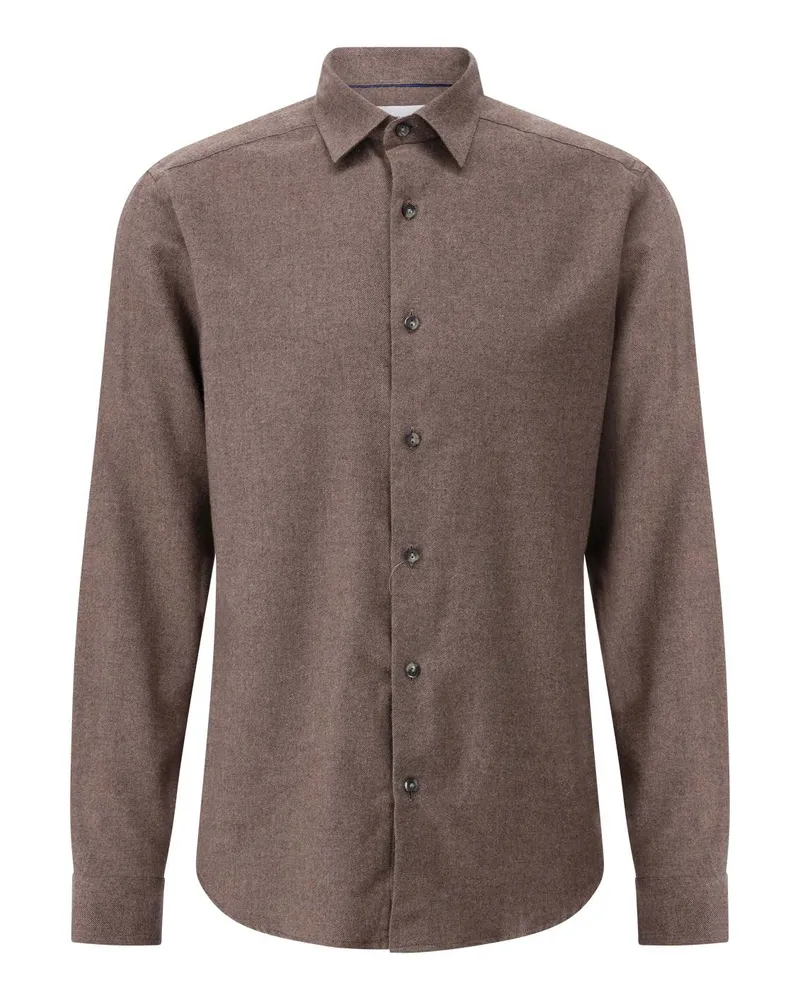 Eton Regular-Fit Flanellhemd aus Baumwolle Braun