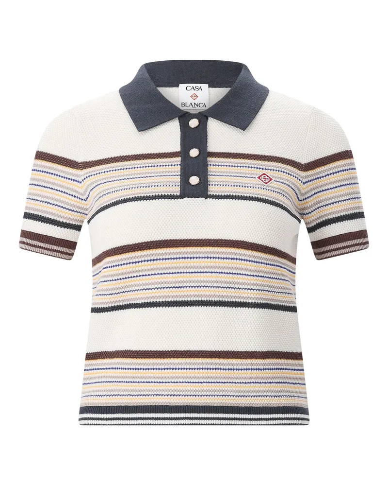 Casablanca Paris Poloshirt aus Baumwoll-Mix Creme