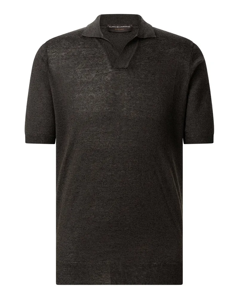 Filippo de Laurentiis Poloshirt aus Baumwolle & Leinen Braun