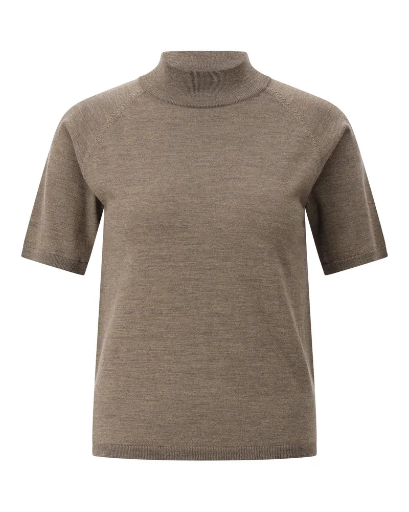hemisphere Kurzarmpullover aus Merinowolle Braun