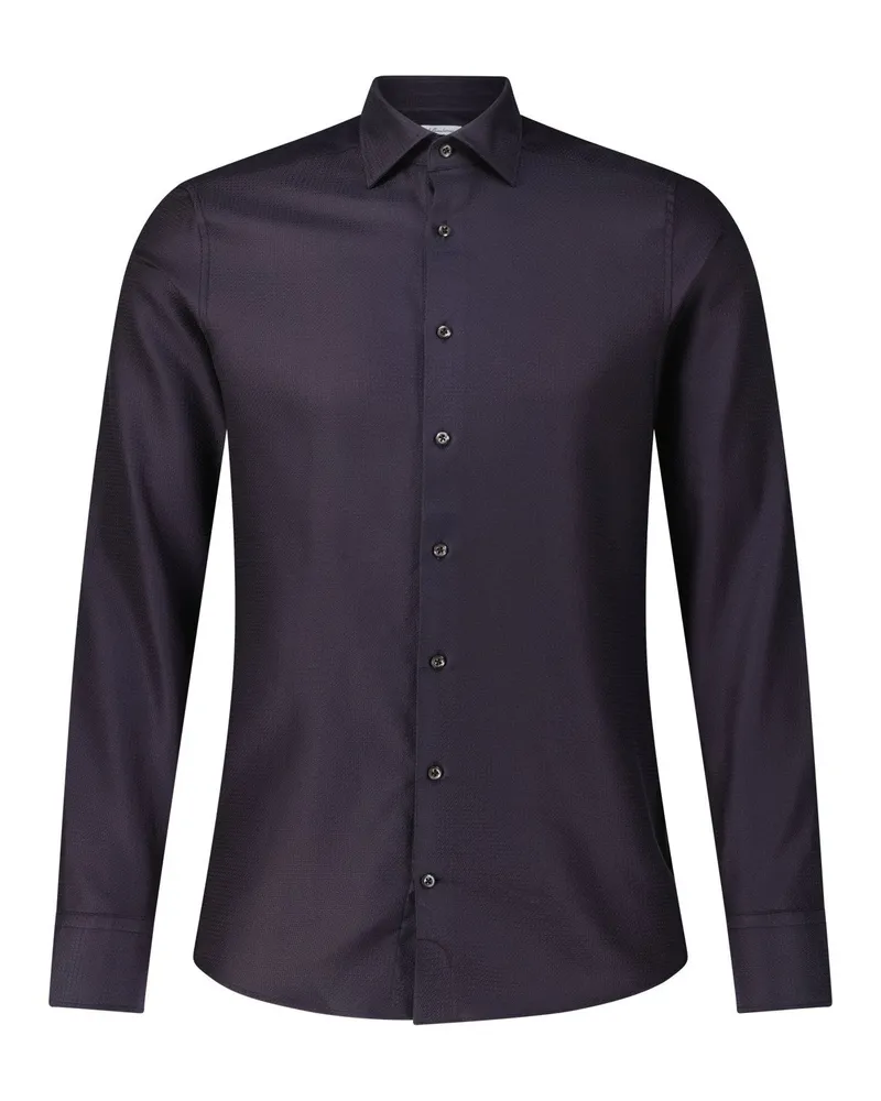 Stenströms Fein gemustertes Hemd in Slim-Fit Schwarz