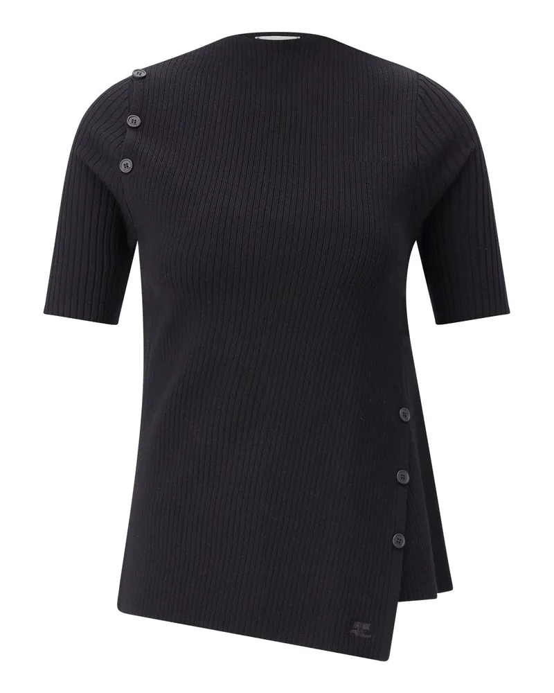Courrèges Asymmetrisches T-Shirt Schwarz