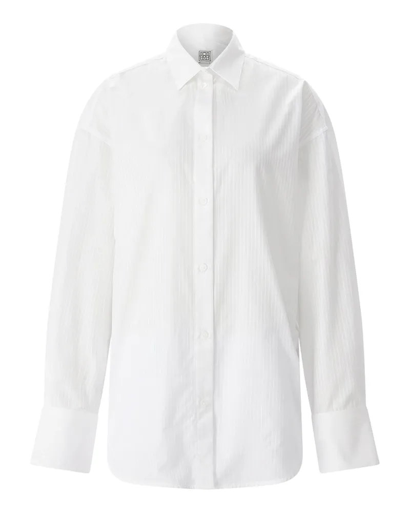 Totême Gestreifte Hemdbluse aus Baumwolle Weiß