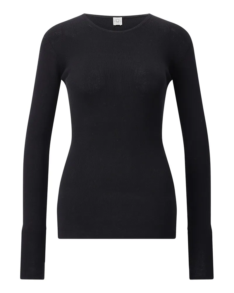 Totême Langarmshirt aus Baumwolle Schwarz