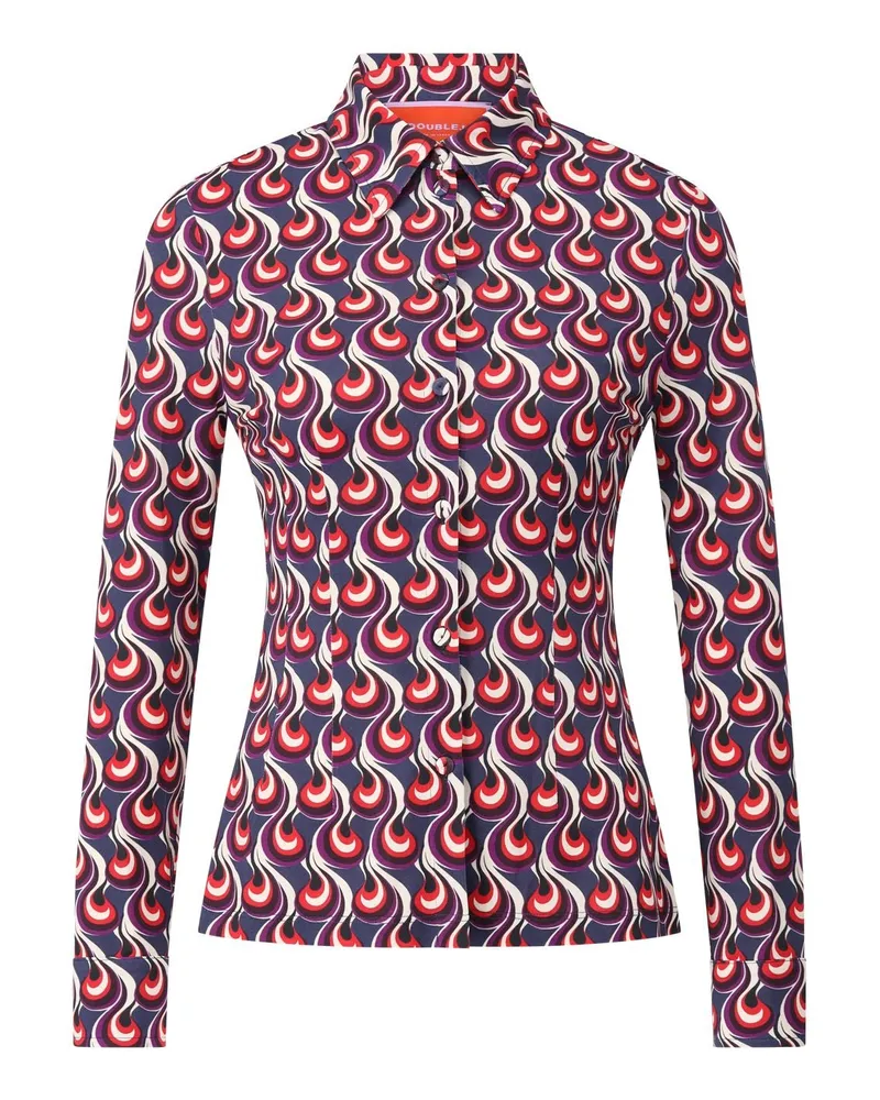 La DoubleJ Taillierte Hemdbluse mit Muster Dunkelblau