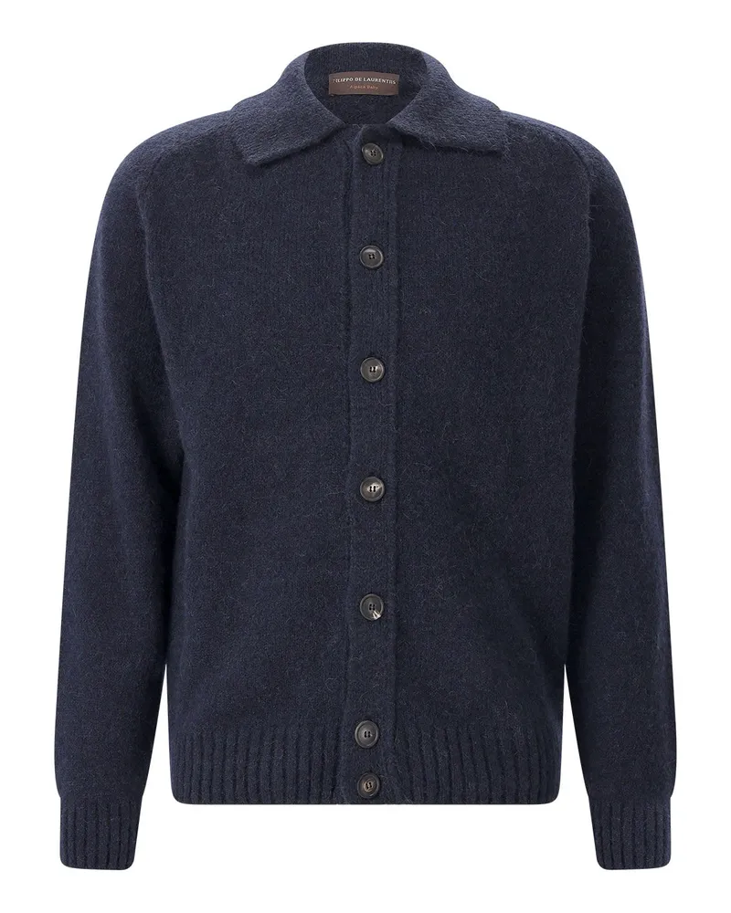 Filippo de Laurentiis Strickjacke aus Alpaka-Woll-Mix Navy