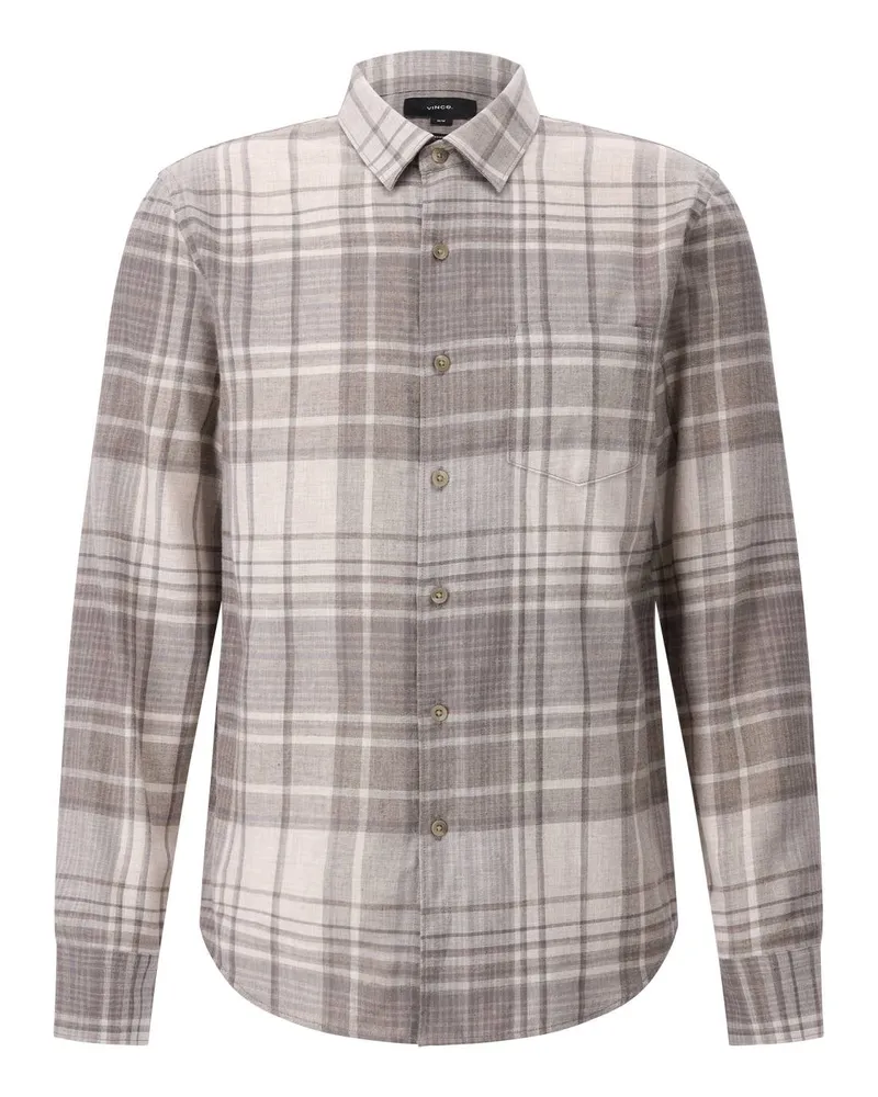 Vince Kariertes Classic-Fit Hemd Beige