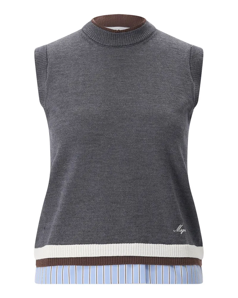 MSGM Top aus Merinowolle Grau