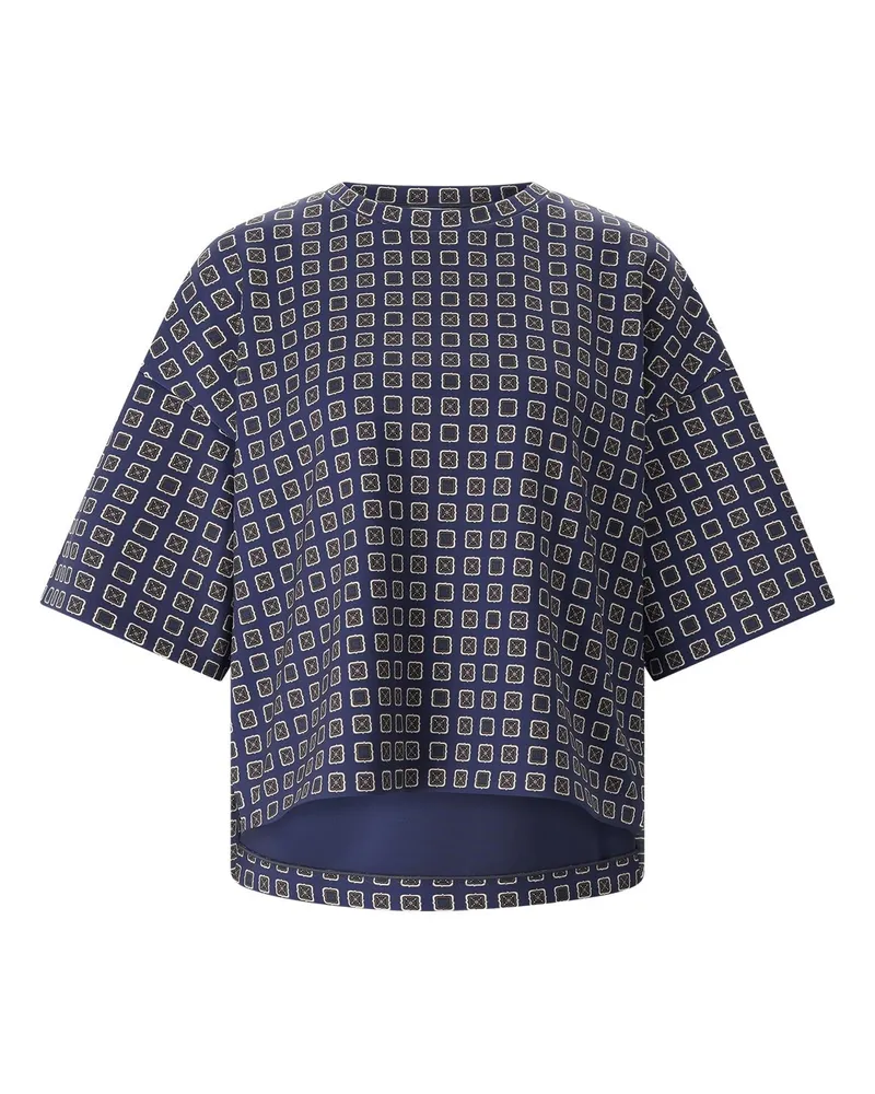 Max Mara T-Shirt Notizia mit Muster Dunkelblau