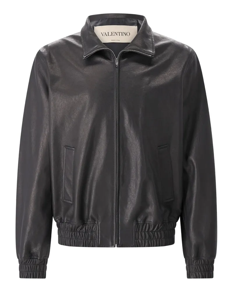 Valentino Garavani Lederjacke mit Reißverschluss Schwarz