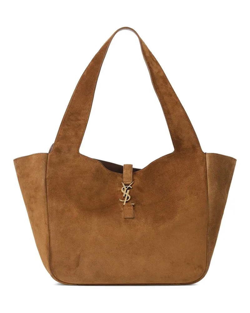 Saint Laurent Shopper Le 5 à 7 aus Veloursleder Braun