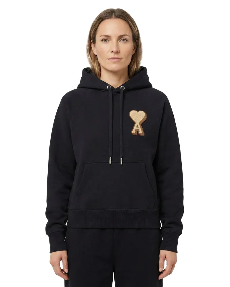 AMI Paris Hoodie mit Logo Schwarz