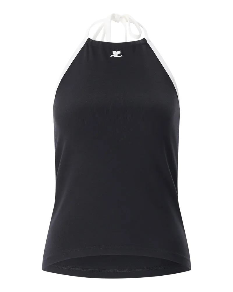 Courrèges Neckholder Top mit Logo Schwarz