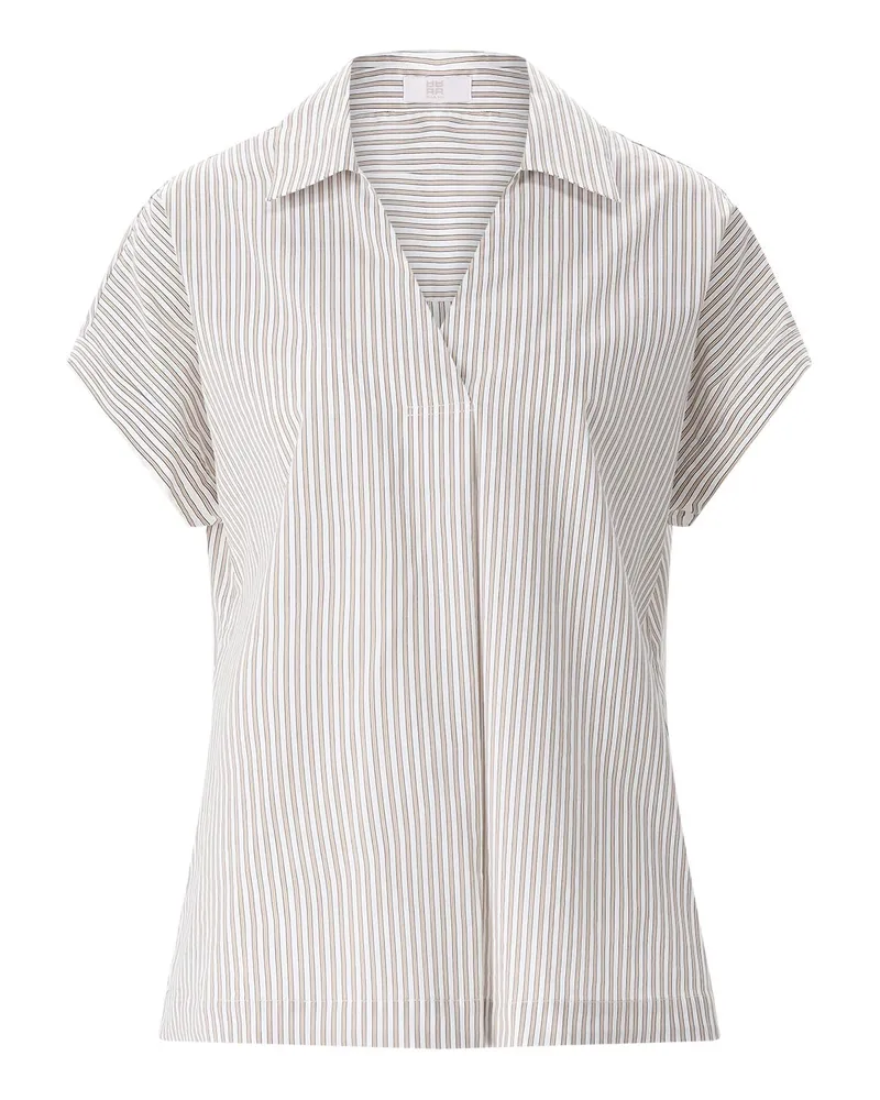 Riani Gestreifte Kurzarm-Bluse Braun