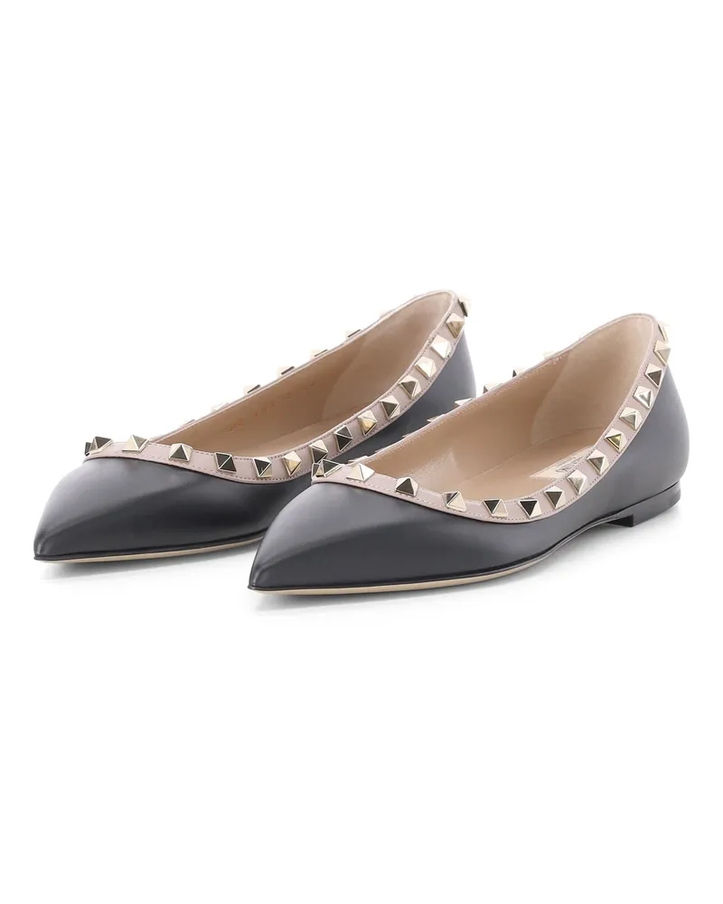 Valentino Garavani Ballerinas Rockstud Schwarz