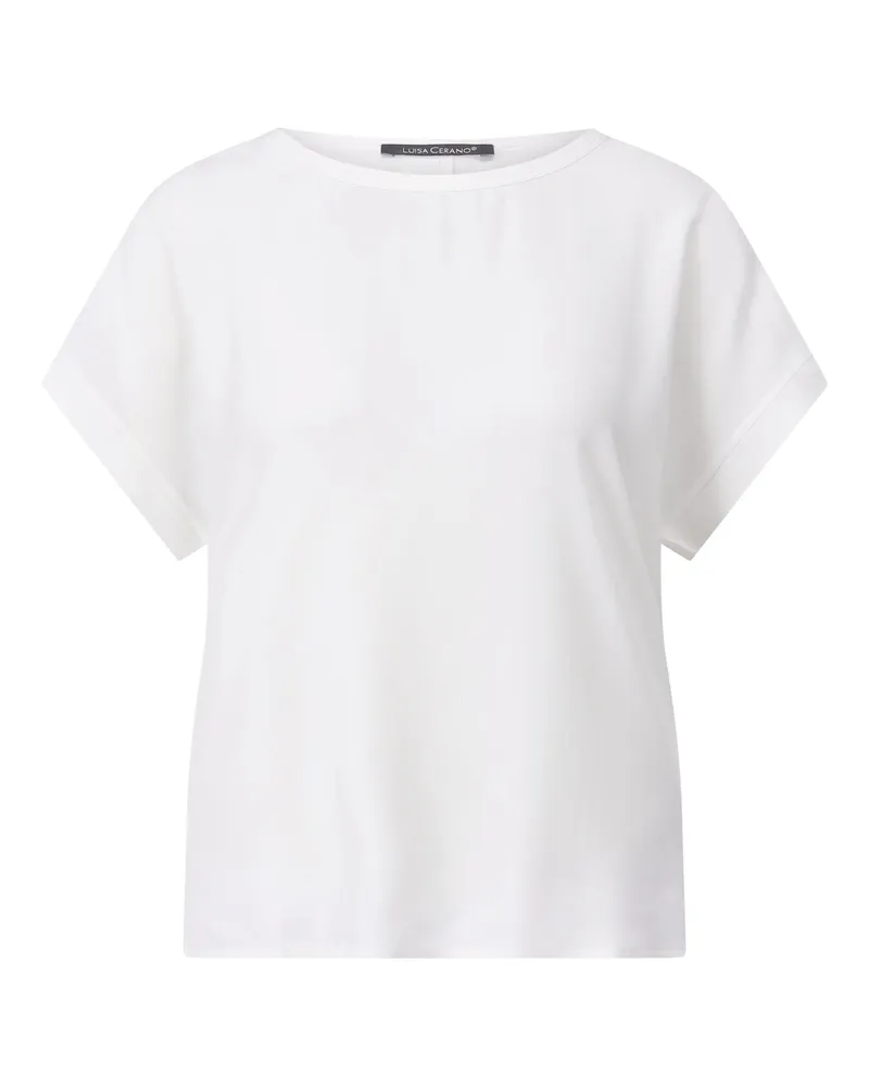 Luisa Cerano Shirt aus Material-Mix Weiß