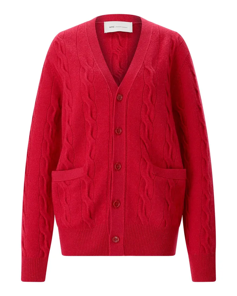 AMI Paris Strickjacke aus Merinowolle Rot