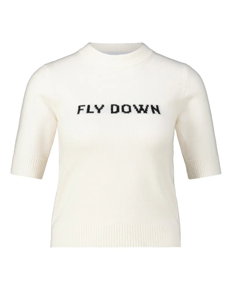 SPORTMAX Kaschmir-Pullover Unisono mit Jacquard-Schriftzug Creme