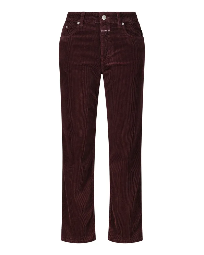 Closed Straight-Fit Cordhose Milo Dunkelrot