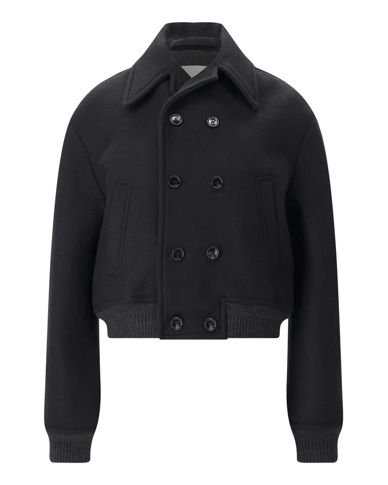AMI Paris Zweireihige Jacke aus Wolle Schwarz