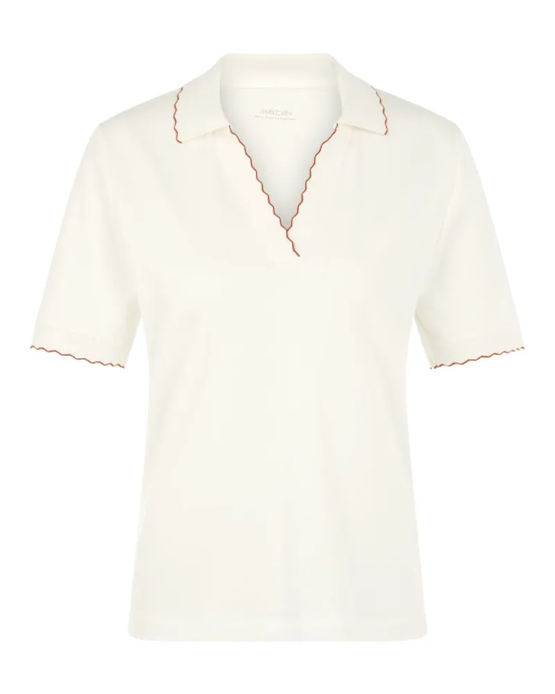 Marc Cain Poloshirt aus Baumwollmix Creme