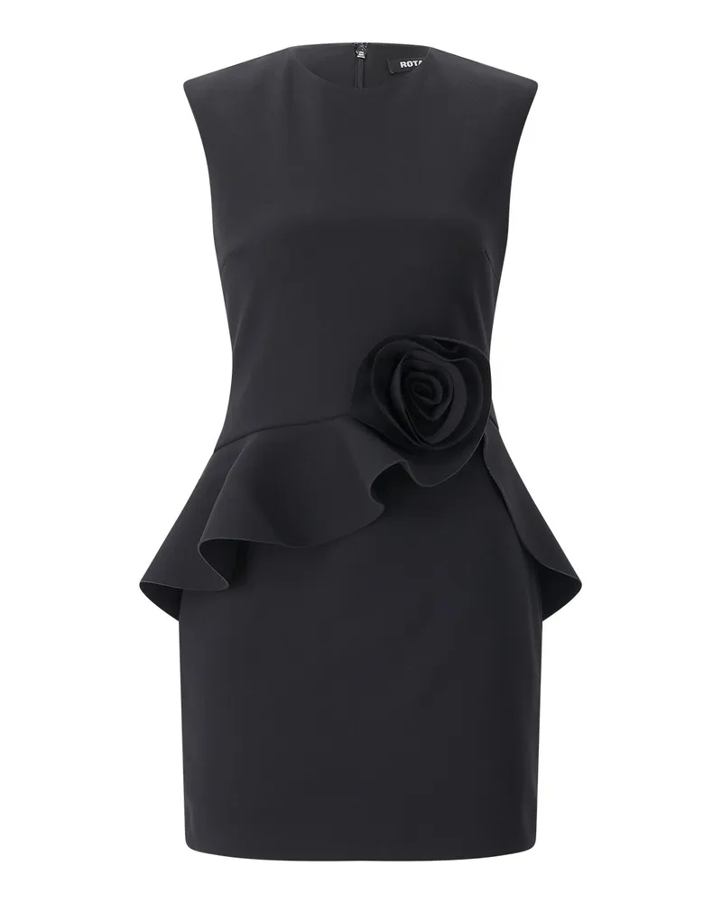 ROTATE Birger Christensen Minikleid mit Blume Schwarz