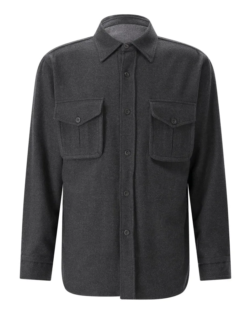 Caruso Overshirt aus Wolle Graugrün