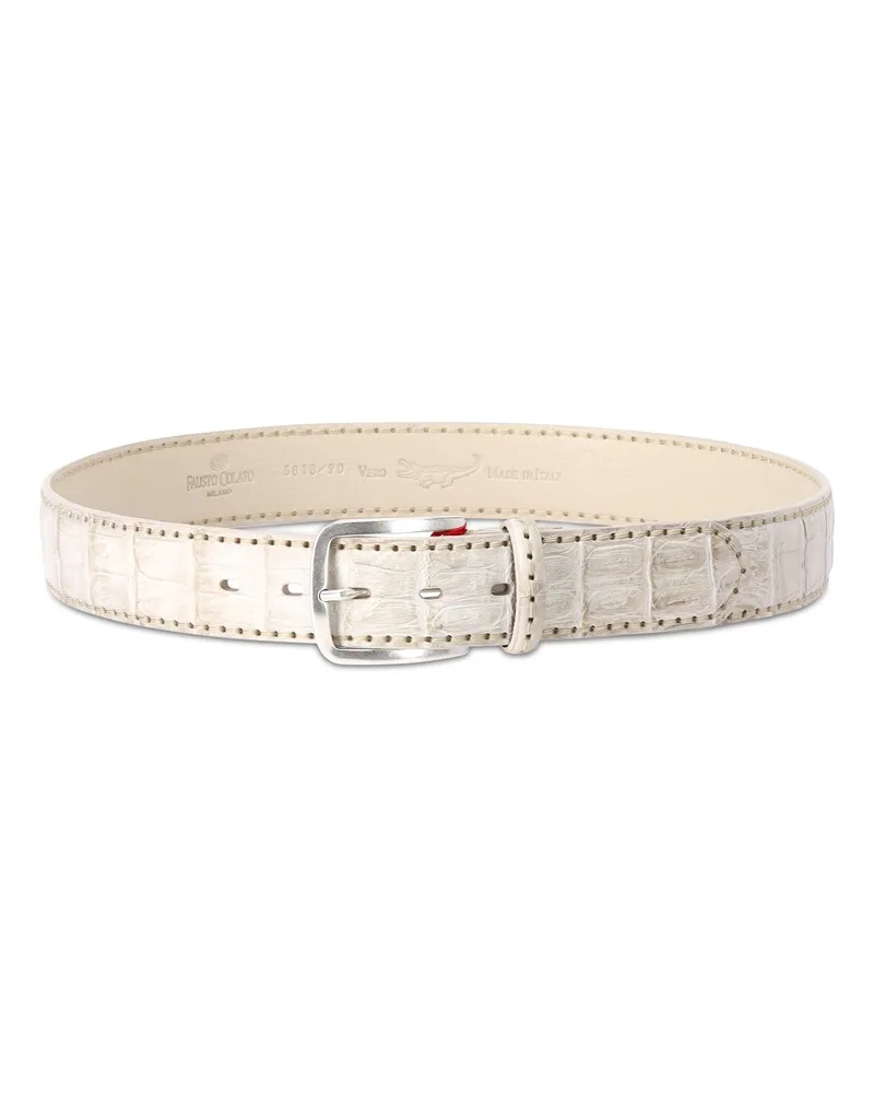 Fausto Colato Gürtel aus genarbten Leder Creme