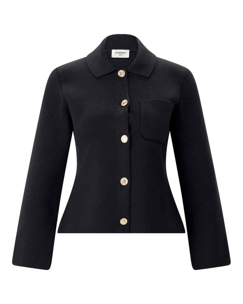 Saint Laurent Strickjacke aus Wolle Schwarz