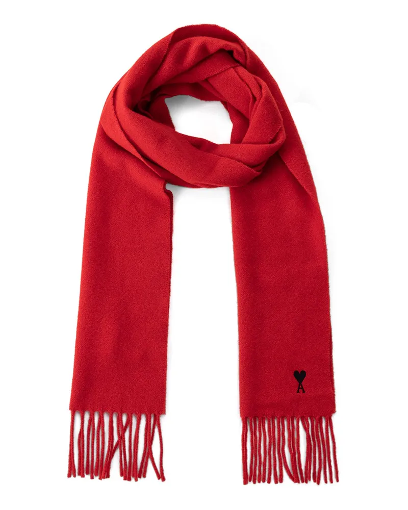 AMI Paris Schal aus Wolle Rot