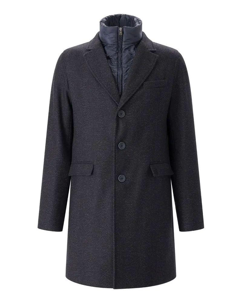 Herno Gefütterter Wollmantel Dunkelblau